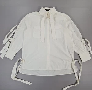 Karl Lagerfeld Womens Shirt White 10 UK Limited Edition Straps Button Up IT 42 - Picture 1 of 9