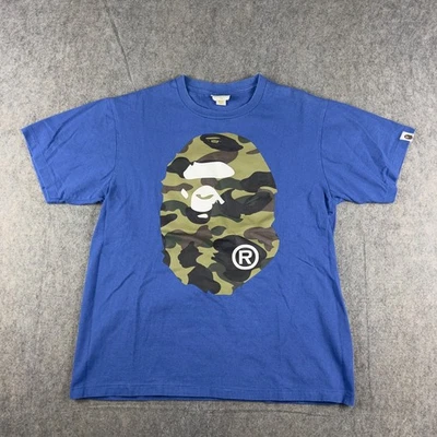 A Bathing Ape Bape Camo Ape Head T Shirt Blue Green Mens Medium Nowhere RARE - Image 1 of 4