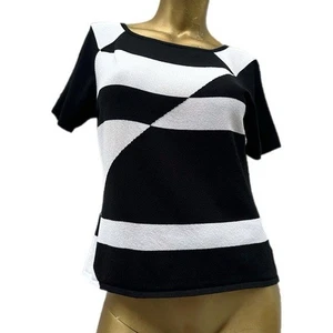 Top de punto vintage de mezcla de algodón Nordstrom Studio manga corta bloques de colores M, Italia - Imagen 1 de 5