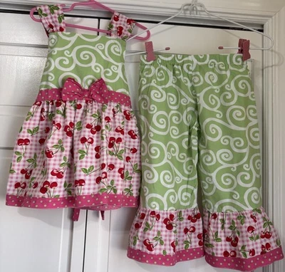 Ann Loren Youth Girls Size 6 - 2 Piece Outfit Ruffle Pants Tunic Top - Image 1 of 4