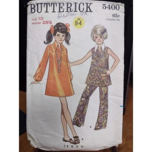 Vintage Butterick Pattern 5400 Girls' One-Piece Dress or Top & Pants Size 10 - Picture 1 of 2