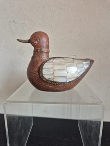 Estatuilla de pato vintage en madera nácar / abulón y latón (R9) - Imagen 1 de 13