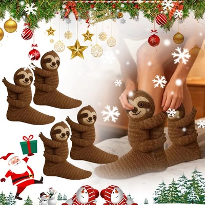 Meias de chão 3D animais fofos padrão de malha unissex engraçado presente de Natal - Imagem 1 de 4