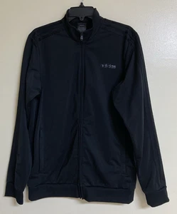 Men's Adidas Jacket Size M Full Zip 2 Pockets Track Style Black 3 Black Stripe - Picture 1 of 23