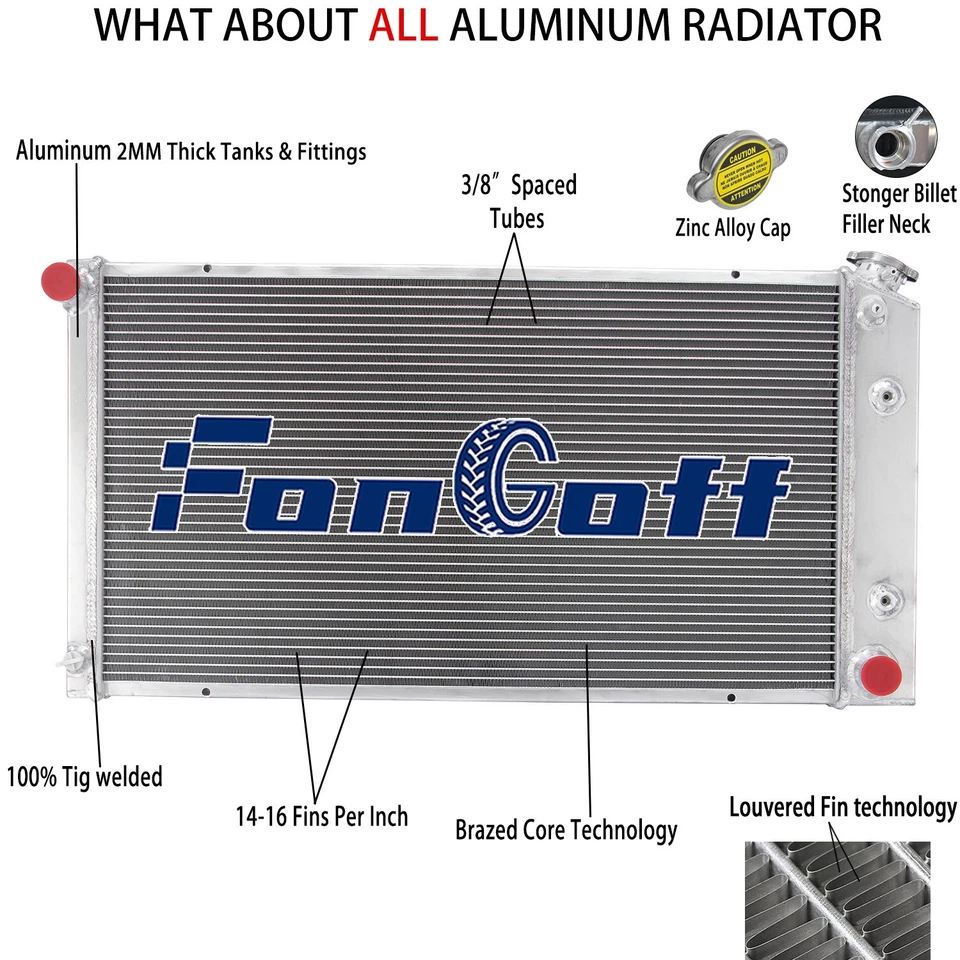 4 Row Radiator For 1977-1992 Cadillac Brougham Fleetwood DeVille Pontiac 30"W - Image 1 of 4