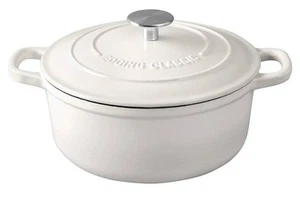 Edging Casting Enameled Cast Iron 5.5Qt Dutch Oven W/Lid& Dual Handles White - Picture 1 of 9