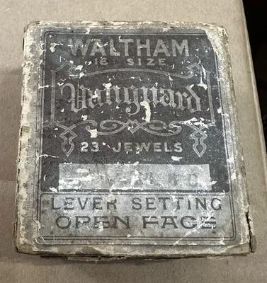 Antique 1908 WALTHAM Vanguard 23J Gents Railroad Grade RR Pocket Watch Box RARE - Image 1 of 4