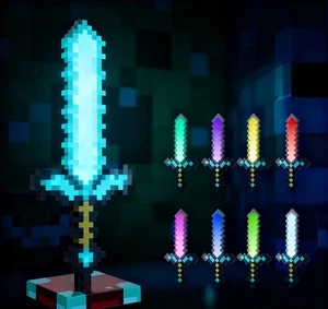 LED Schwert Spielzeug Diamond Pixel Schwert Mine Bastelspielzeug leuchten mehrfarbig - Bild 1 von 4