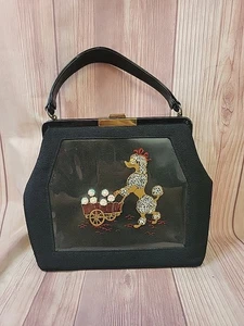 Vintage Woman's Poodle Purse - Beads & Flowers - Really Unique Piece Rare - Picture 1 of 15
