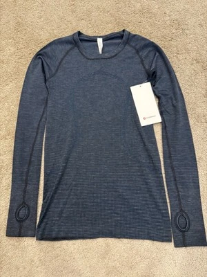 NWT Lululemon Swiftly Tech LS Crew *Silverescent Size 6 Black Aqua DKMR/BLK/LAVB - Image 1 of 3