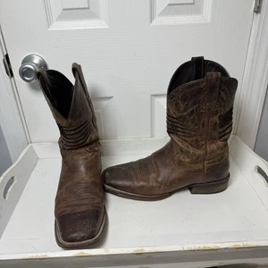 Ariat Mens Circuit Patriot Weathered Tan Leather Cowboy Boots Size 11 D 10029699 - Picture 1 of 17