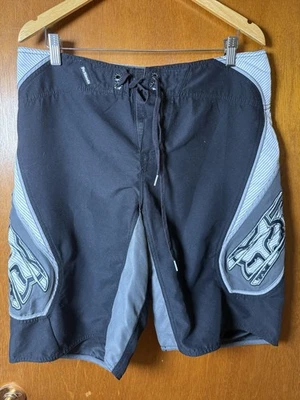 Fox Racing Riders Co. 男式板短裤 34 黑色灰色标志口袋标志 — 第 1/4 张图片