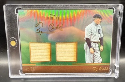 2011 Topps Tribute Gold Parallel Ty Cobb Dual Game Used Bat Relic #TDR-TC /20 - Image 1 of 2