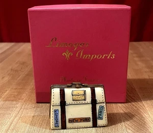Limoges France Small Porcelain Dresser Trinket Box Suitcase with Box - Picture 1 of 5