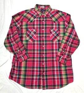POLO Ralph Lauren INDIAN MADRAS Snap Shirt Men 2XLT 2XL Tall Pink Check WESTERN - Picture 1 of 6