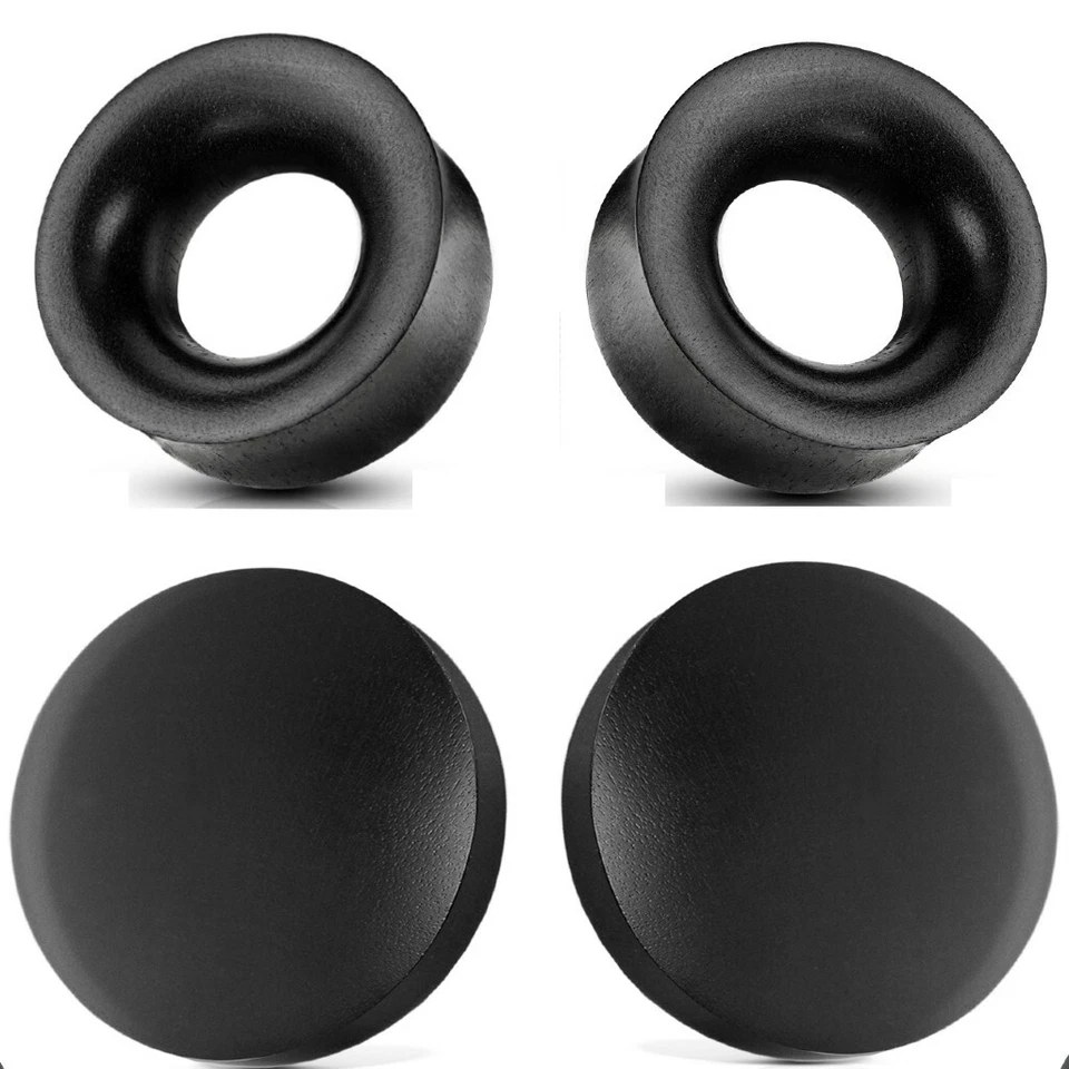 1 PAIR Ear Plugs Gauges Black Areng Wood Double Flare Saddle Organic Natural - Image 1 of 4