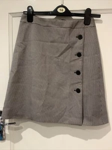 New with Tags Hobbs TAYLOR SKIRT A-line micro check with side buttons UK size 8 - Picture 1 of 16