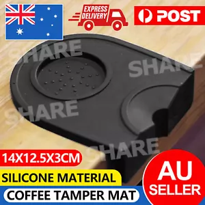 Coffee Tamper Silicone Mat Black Tamping Holder Pad Corner Dropped Edge Tools AU - Picture 1 of 9