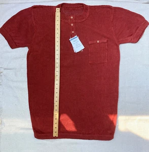 100% Linen (Flax) Men's Short-Sleeved Shirt Henley Size L - NWT - Picture 1 of 9
