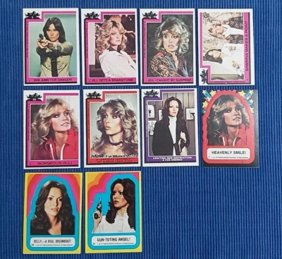 1977 Topps Charlie's Angels 10 Card Lot (7 Cards + 3 Stickers) - Near Mint+ - Image 1 of 4
