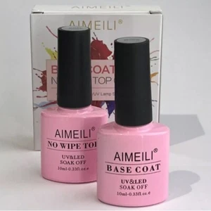 AIMEILI Gel Nail Polish No Wipe Top & Base Coat Set NEW In Box Cures With LED/UV - Picture 1 of 6