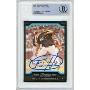 2004 Bowman Draft #150 Felix Hernandez Signed Card AUTO RC Beckett Slab Mariners - Picture 1 of 6