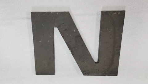 Vintage 3D BIG Metal Letter N.   12 INCHES TALL Cover