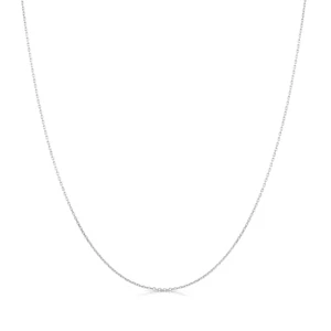 14k White Gold Cable Link Chain Necklace 0.9mm Width 18" Inch Length - Picture 1 of 3