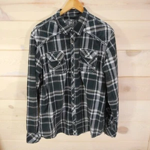 BKE Camicia Uomo Taglia XL Vestibilità Atletica Perla Snap Manica Lunga Nera Plaid  - Foto 1 di 8