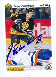 Jarmo Kekalainen autographed Hockey Card (Boston Bruins) 1991 Upper Deck #108
