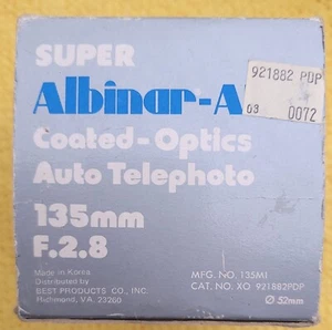 Vintage Albinar-ADG 135mm Telephoto Lens F.2.8. 52mm with original box - Picture 1 of 9