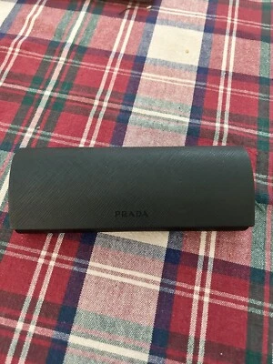 PRADA  Sunglasses Eyeglasses Case Only Black Faux Leather Felt Hard Shell Round - Image 1 of 4