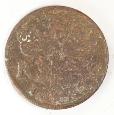 Sweden 1676 1/6 Ore Old Copper Coin - Image 1 of 2