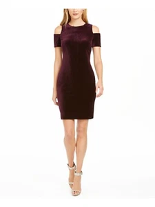NEW CALVIN KLEIN PURPLE VELVET COLD SHOULDERS SHEATH DRESS SIZE 14 $139 - Picture 1 of 3