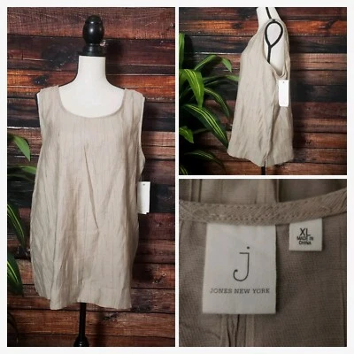 Blusa Jones New York XL Crepé Fluido Top Camisa Beige Rayón Mujer De Colección De Colección Foto 1 de 4