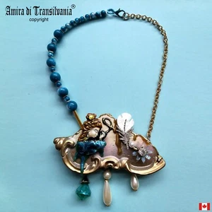 Necklace Woman Luxury Jewelry Art Deco Dramatic Pearl Crystal Charm Flower Leaf - Picture 1 of 24