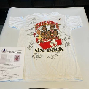 1987 Chicago Bulls Team Signed Chicago's Six Pack T-shirt Beckett Certified - Picture 1 of 11