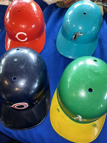 Lot of (4) REDS MARLINS A’s MLB Batting Helmet Souvenir Laich Sports Products Cover