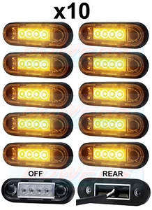 10x EASY FIT AMBER LED SIDE MARKER LAMPS/LIGHTS TRUCK VAN BAR **NO CUT OUT** - Picture 1 of 5
