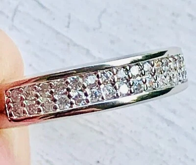 Estate натуральный бриллиант канал набор два ряда обручальное кольцо из чистого серебра размер 9 - Изображение 1 из 4