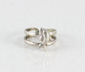 Sterling Silver Dolphin Toe Ring or Ring Size 4 Adjustable - Picture 1 of 5
