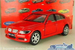 BMW 3 SERIES 330i MODEL CAR RED SALOON 1:38 SCALE THREE WELLY NEX K8 - Picture 1 of 4