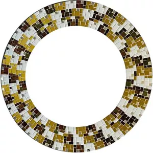 Zorigs - Handcrafted Gold and Brown Mosaic Mirror, 24" Round Wall Mirror - Picture 1 of 3
