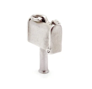 Charm vintage in argento sterling Carl-Art 3D per cassetta postale mobile APRE! - Foto 1 di 10