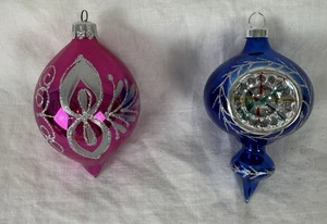Vintage lot of 2 mercury glass ornaments-mica and one indent-Germany - Picture 1 of 8