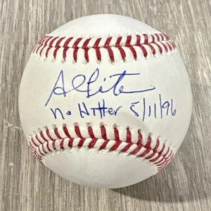 NY METS AND YANKEES AL LEITER SIGNED AUTO WITH NO HITTER 5/11/96 INSCRIPTION JSA - Picture 1 of 2