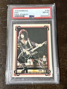 1978 DONRUSS KISS #104 PAUL STANLEY PSA 8 QUASI NUOVO-MT - Foto 1 di 2