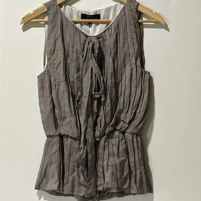 ROBERT RODRIGUEZ 衬衫 100% 真丝 XS 锡褶流苏领带分层衬里 — 第 1/4 张图片