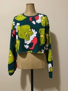Peanuts The Grinch Crops Top Sweater Women's Long Sleeve Jacket Size S Christmas - Bild 1 von 18