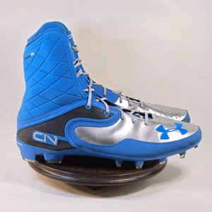 Zapatos de fútbol Under Armour C1N Highlight MC para hombre 14 tacos altos plateados azules - Imagen 1 de 10